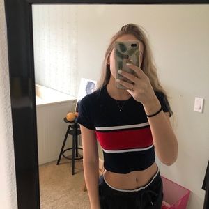 Red, white, and blue Crop Top